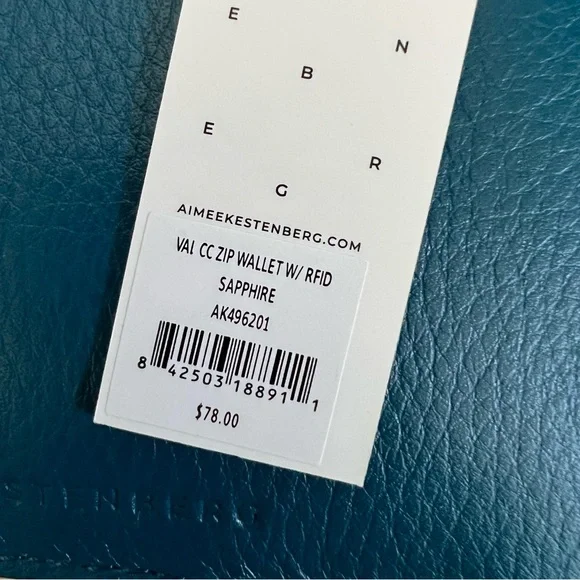 NWT Aimee Kestenberg Leather Zip Wallet, Sapphire - Picture 4 of 4